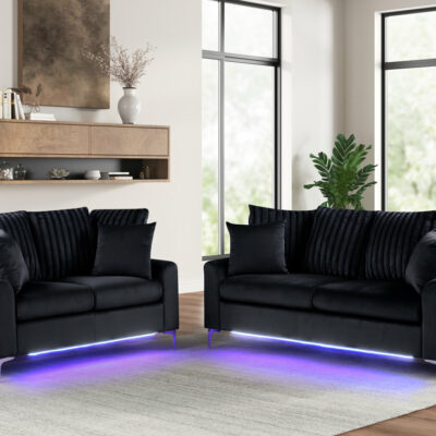 Celina Black- 2PC Sofa & Loveseat Set