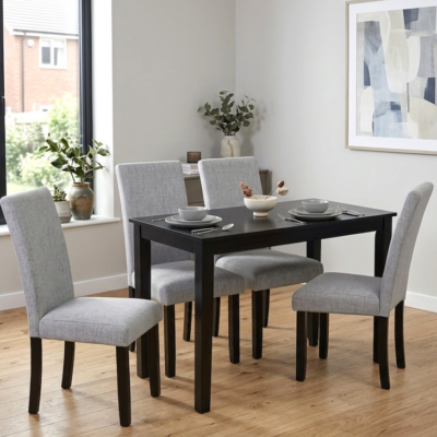 Espresso Dinette & 4 Grey Chairs