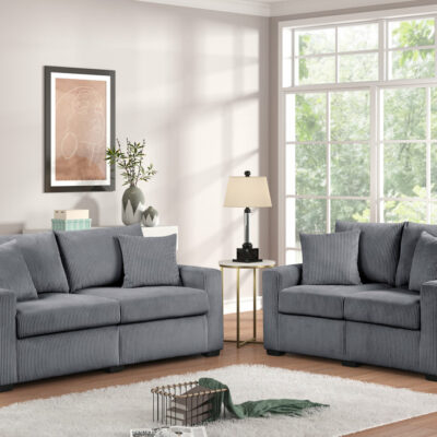 HH1124 Gray - Sofa & Loveseat Set