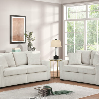 HH1125 Beige - Sofa & Loveseat Set