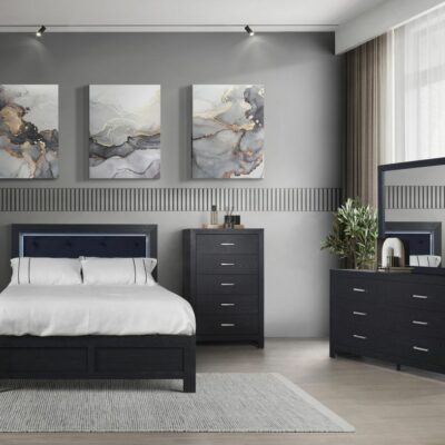 MOONLIGHT – 5pc Queen Bedroom Set Black